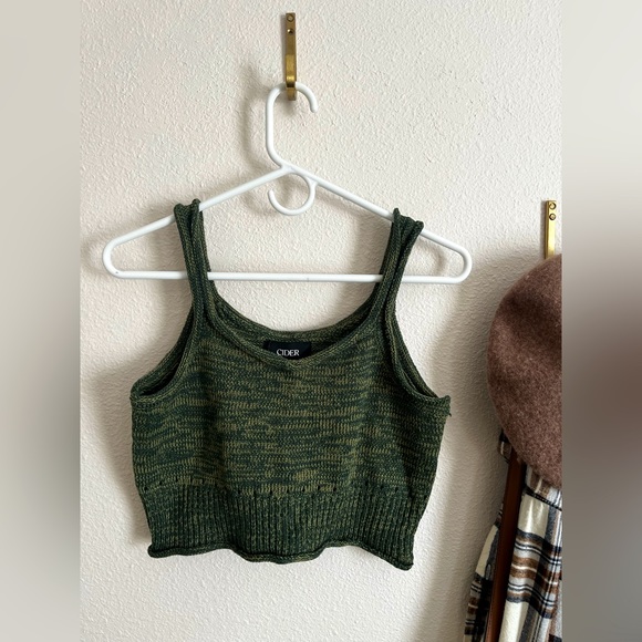Dark Green Knit Cropped Tank - Picture 1 of 1
